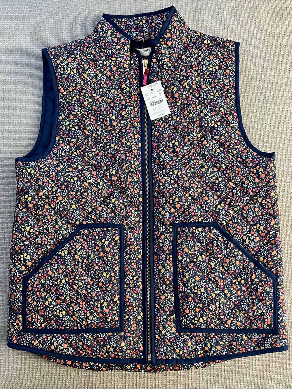 Crewcuts Navy Quilted Floral Vest